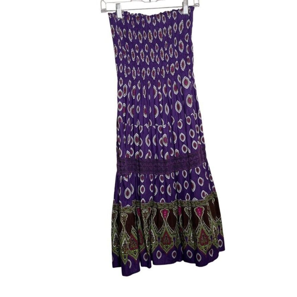 Speed Control Skirt Women's Medium Purple Smocked Long Maxi Y2k Western Boho